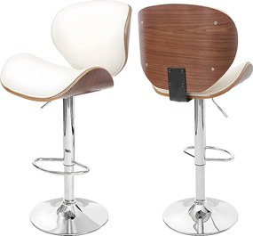 Stołek barowy Arklow,  orzechowy wygląd, kremowa imitacja skóry