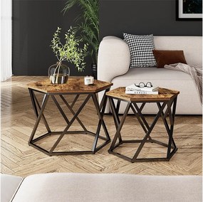 Zestaw stolików kawowych rustykalny dąb 57x57x42 fyrk