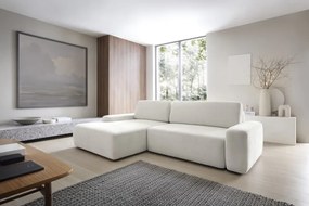 Narożnik BOULI Lewostronny z Elektryczną Regulacją wolnostojący tkanina Raven 21 Biały DOMO HOME