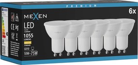 Mexen Nova 6x żarówka LED GU10, 10W, Ciepła - 3000K, 1055 lm - L108-GU10-1030-01x06
