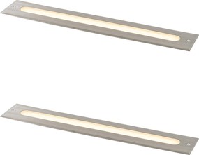 Zestaw 2 nowoczesnych reflektorów gruntowych stalowych 50 cm z LED IP65 - Eline