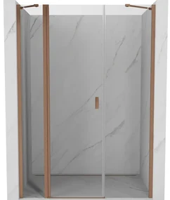 Mexen Mist drzwi prysznicowe uchylne 125 cm, transparent, miedź szczotkowana - 8A4-125-001-65-00