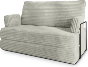 Masseno Sofa piankowa LADIA z funkcją spania, Kanapa z pianki do salonu, Bezmontażowa, Tkanina sztruksowa – Jasnoszary TILIA 83