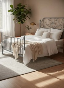 Szare metalowe łóżko dwuosobowe 160x200 cm P9-W32