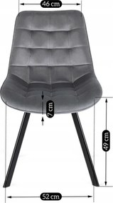 Zestaw Stół Prostokątny Rozkładany CLARK 120-160 cm Czarny/Biały Połysk i 4 Krzesła Tapicerowane do Salonu RICK Szare Welurowe