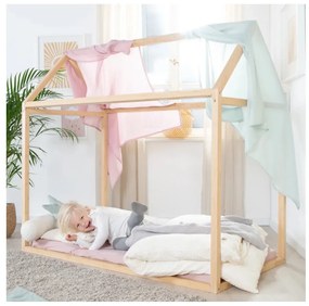 Naturalne łóżko dziecięce w kształcie domku 70x140 cm Montessori – Roba