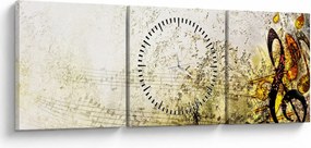 Obraz - Potęga muzyki (z zegarem) (90x30 cm)