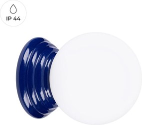 Lampa ścienna minimalistyczny Zori, ceramika szkliwiona/szkło - 1 źródło - L.12 x H.12 cm - ultramaryna