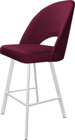 Hoker POLO krzesło barowe tkanina Welur podstawa metalowa : Kolor nogi - Biały profil, Kolor tkaniny - VELVET - MG02, Typ siedziska - Siedzisko stałe