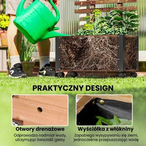 Outsunny Wysokie Łóżko z Podporą, na 4 Kółkach, Przetworzone Drewno Ciężkie, 65 cm x 31 cm x 147 cm, Czarny + Brązowy