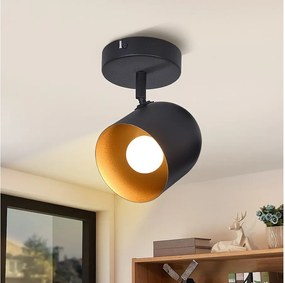 NETTLIFE Lampa sufitowa E14 w kolorze czarno-złotym, vintage, industrialna lampa sufitowa do przedpokoju