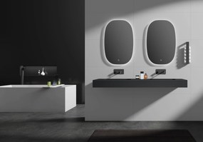 Podwójna umywalka ścienna BA8016 z odlewu mineralnego