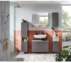 Szaro-naturalna szafka łazienkowa w dekorze sosny 142x30 cm Quickset 394 – Pelipal