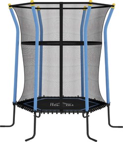 HOMCOM Trampolina dla dzieci, Ø163,5 cm, z siatką bezpieczeństwa, obicie, stal, do 50 kg, Czarny &amp; Niebieski