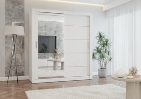 Szafa przesuwna LYON z lustrem 203 cm biały