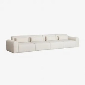 Sofa Modułowy 4-częściowy Z Tkaniny Typu Baranek Borjan Chenille Biały - Sklum