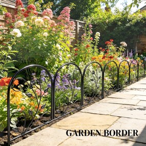 Outsunny Płot ogrodowy z metalu 80 x 60 cm Dekoracyjny płot kratowy zestaw z nogami do ogrodu, kwietników, bariera ochronna Czarny | Aosom PL