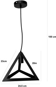 Lampa sufitowa metalowa loft trójkątna wisząca AT2-1SZ-Czarna