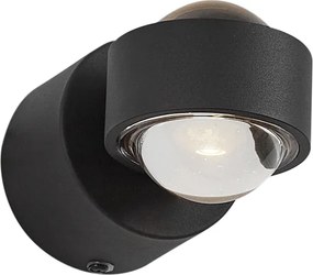 Designerski kinkiet czarny z LED IP44 - Lens