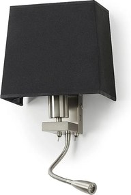 Kinkiet FIRENZE w stylu klasycznym - wys. 43 cm - E27 60W + 3W LED SMD - 2x w?./wy?. - stal i bawe?na - nikiel satynowany i bia?y - IP20