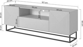 Szafka RTV Asha 167 cm z szufladą i metalowym stelażem - biały mat