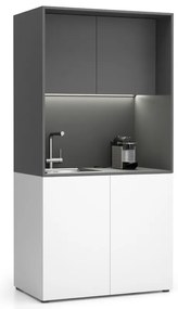 PLAN Kuchnia biurowa NIKA ze zlewem i kranem 1000 x 600 x 2000 mm, grafit, lewo