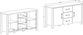 Komoda Olin 26 150 cm z szufladami - dąb karmelowy / czarny supermat - Oferta Limitowana