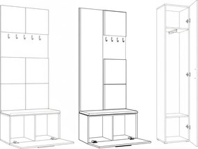 Masseno Garderoba MODULO 201,2/204/40 cm do Przedpokoju Nowoczesna Czarna