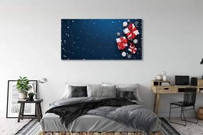 Fotoobraz na płótnie Prezenty, Bombki i Śnieg