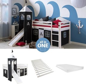 Łóżko piętrowe 90x200 cm Czarny Pirat