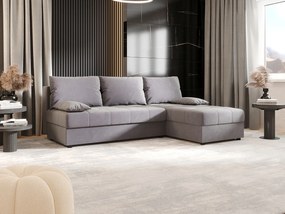 BEDANTE narożnik MOS L Itaka 50 prawa szary z funkcją spania sofa w kształcie litery L z pojemnikiem na pościel