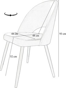 Krzesło Polo tkanina Welur noga metalowa : Kolor nogi - Czarna profil, Kolor tkaniny - VELVET - BL75, Typ siedziska - Siedzisko obrotowe 360°