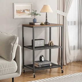 Stolik kawowy na kółkach – 60 x 40 x 76 cm, styl industrialny loft, MDF i metal