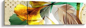 Obraz - Liście z piórami (170x50 cm)