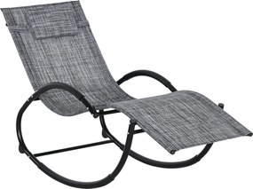 Outsunny Fotel bujany ogrodowy Leżak, w tym Poduszka pod głowę, 155 cm x 61cm x 88 cm, Szary