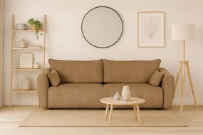 DALLAS – sofa 3-osobowa z funkcją spania 140x196 cm, tkanina Raven 34 jasno brązowa