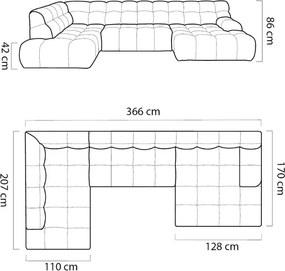 Narożnik Cocoon XL – duży narożnik do salonu z elektrycznie regulowanym siedziskiem 366 cm