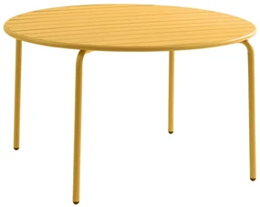 Stół ogrodowy okrągły o śr. 110 cm z metalu - Żółty musztardowy - MIRMANDE marki MYLIA