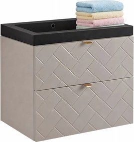 Beżowa szafka pod umywalkę z szufladami 60 cm kaszmir H2-C85