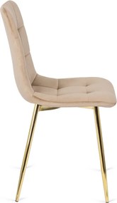 Krzesło Tapicerowane do Salonu YORK Kremowe Welurowe Glamour