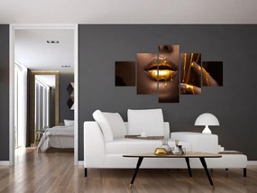 Obraz - Kobieta ze złotymi ustami (125x70 cm)