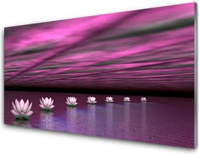 Szkło do Kuchni na Ścianę Lilie Wodne Na Jeziorze