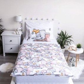 Biała/szara bawełniana pościel dziecięca do łóżeczka 100x135 cm Dumbo "Dots" – Jerry Fabrics