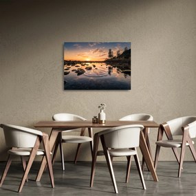 Obraz na szkle powierzchni wody o zachodzie słońca (70x50 cm)
