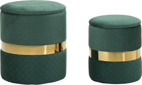 Zestaw 2 Pufami VKH870, Zielony, 37x37x42 cm, Kendra Home