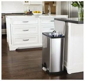 Simplehuman Prostokątny kosz na śmieci z pedałem,46 l, stal
