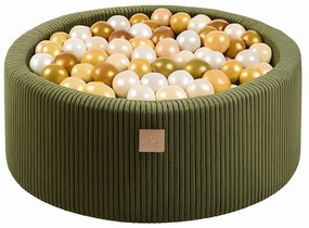 Sztruksowy basen z kulkami w kolorze khaki 90x90x30 cm Montessori – Meowbaby