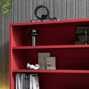 Niski regał metalowy czerwony Modern LUCA, 1000 x 900 x 350 mm