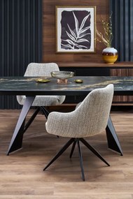 Stół rozkładany ARMANI 165(241)x90 czarny marmur/czarny HALMAR
