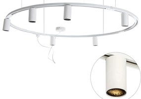 Nowoczesny wiszący system oświetlenia szynowego z 6 reflektorami białymi 1-fazowymi GU10 50 mm - Iconic Ruby Honey Nowoczesny Oswietlenie wewnetrzne